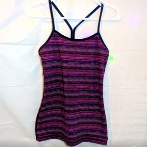 Lululemon Power Y tank size 6 purple stripes EUC